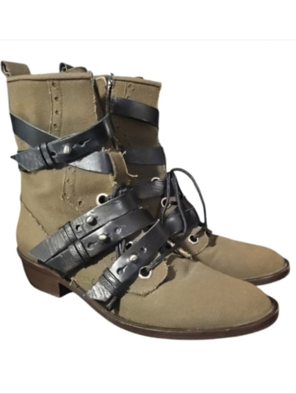 JEROME C. ROUSSEAU | Distressed Canvas Combat Boots EU 35